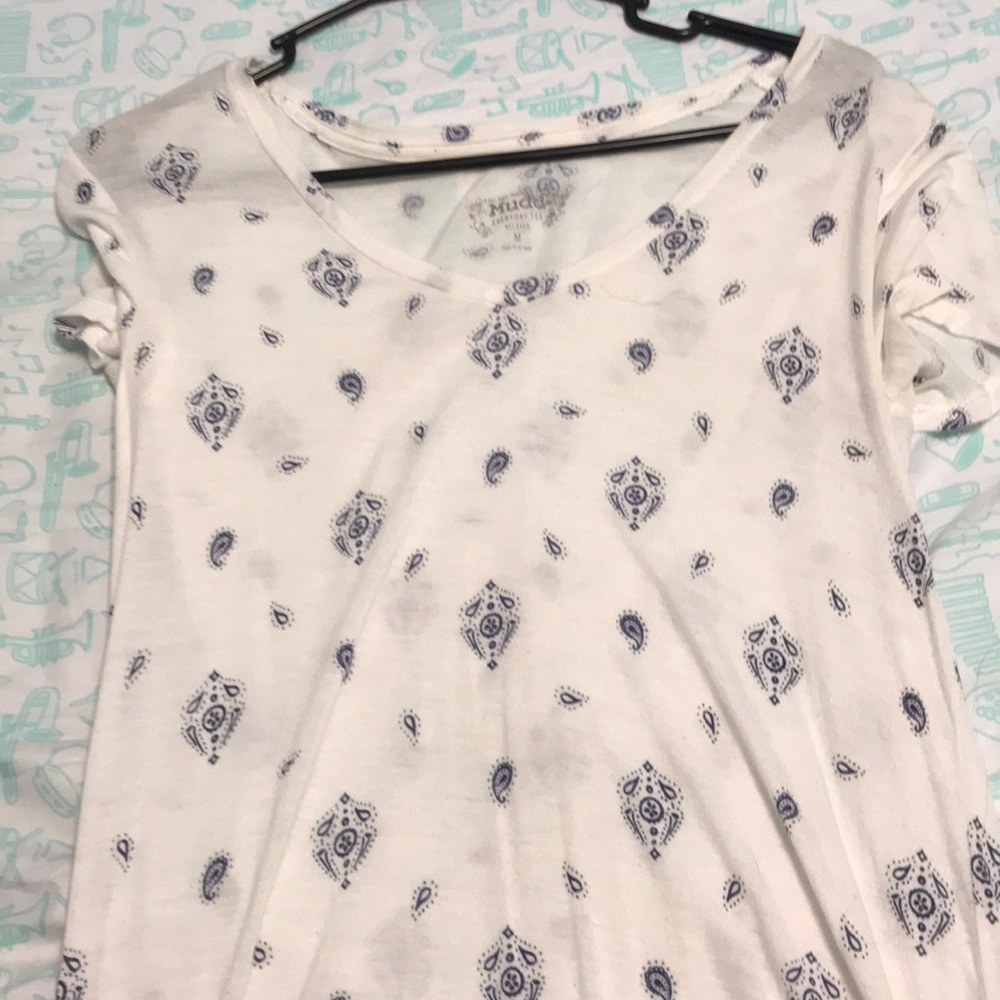 White and blue tee shirt